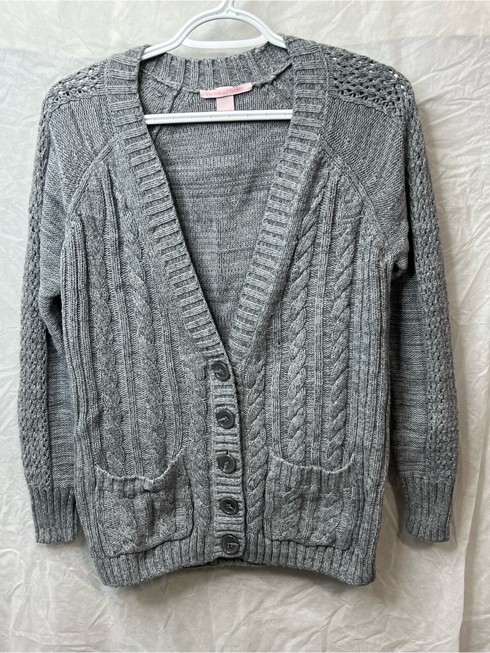 Victoria's Secret Gray Cable Knit Cardigan